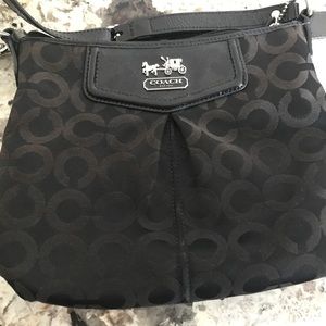 Coach Black Fabric with Black Cs Crossbody Bag